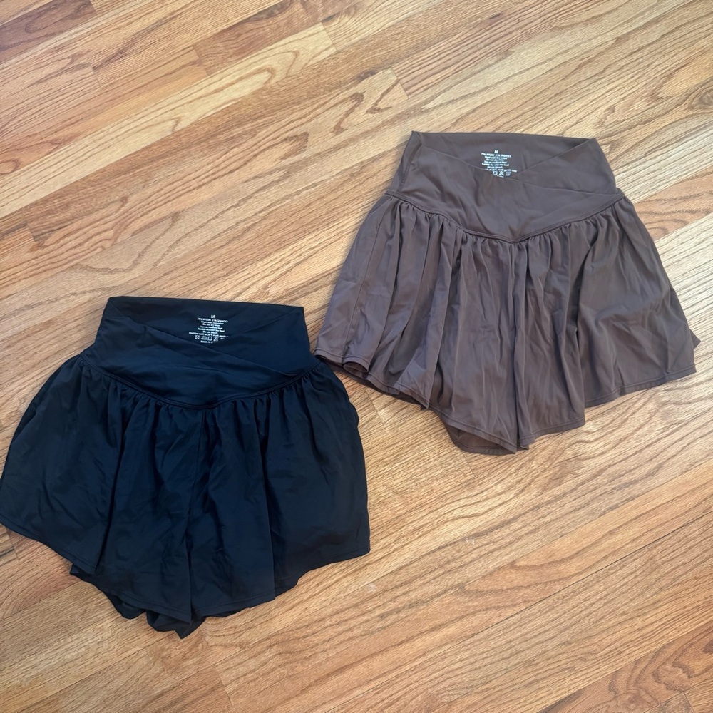 Black and Brown Skirted Athletic Shorts